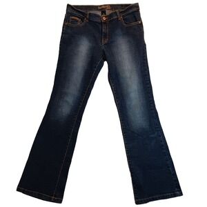 Southpole Jeans Vintage Women 11 32X31 Dark Wash Flare Mid Rise Whiskered Street